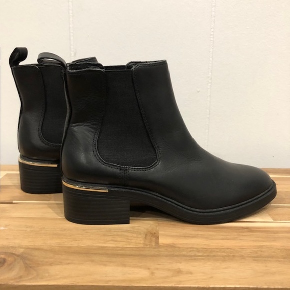 Kenneth Cole // Ankle Boots // Black // Gold Trim - Picture 1 of 8